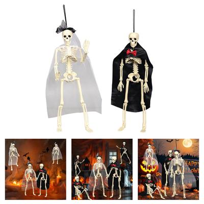 Detailliert graviertes Halloween Braut/Bräutigam Skelett Robuste Plastikschädel Heim Büro Schule Feiertagsdekorationen