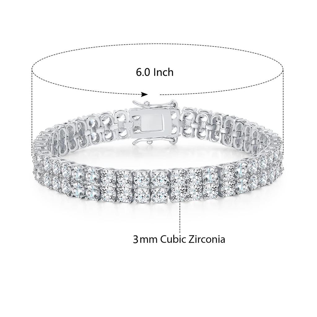 European-American Hip-Hop Double Row 3MM Inlaid Zircon Tennis Bracelet