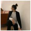 Weißes Basic-Shirt für Herbst Neues Koreanischer Stil Damenbekleidung Stilvolles Innenleben Uni Farbe Studenten Langarm T-Shirt Trendy
