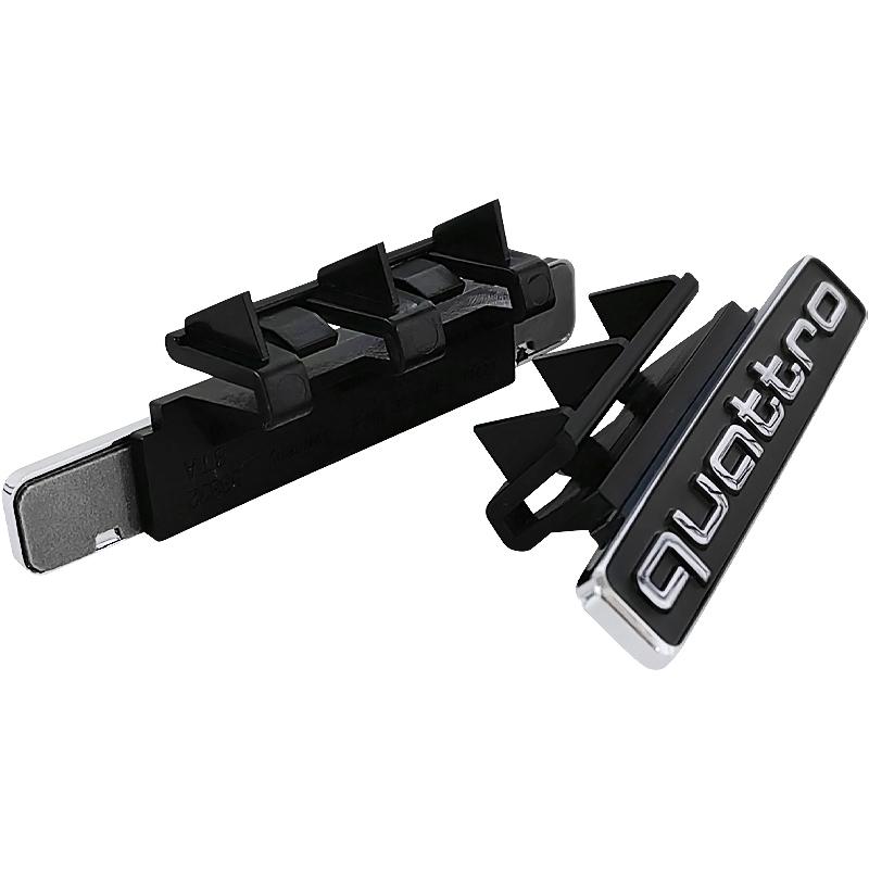 3d ABS Chrome Black Logo Quattro Emblem Car Front Grill Badge For 9s Q5 Accessoriess9