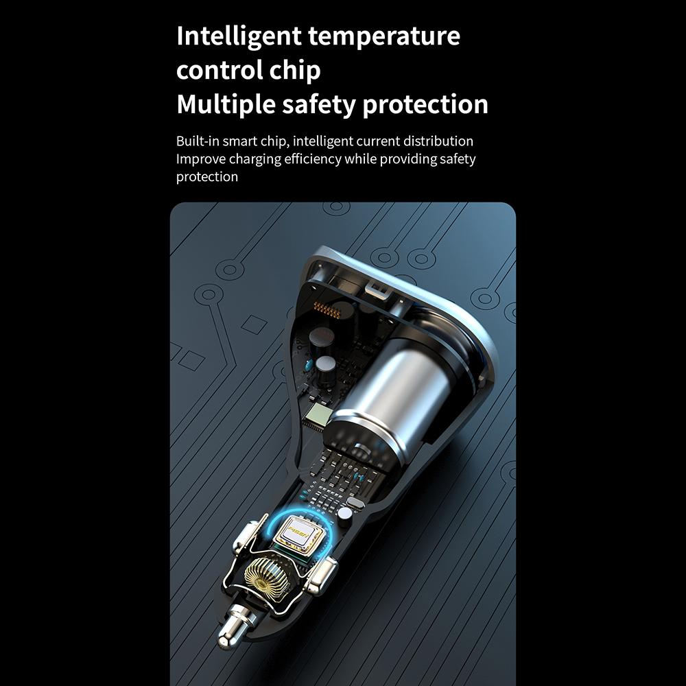 K29 Car Charger Adapter Fast Charging Digital Display 3 In 1 Cigarette Lighter Socket Splitter Charger