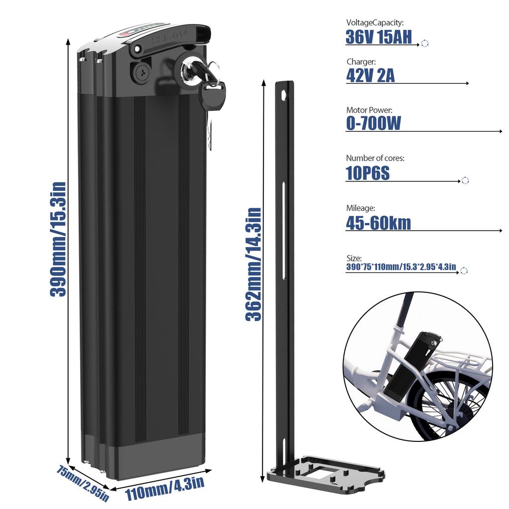 US EU Stock 36V15Ah Silverfish Lithium Ebike  Electric Bicycle Battery 750W 1000W Lithium Ion Battery Pack Electric Bike Battery
