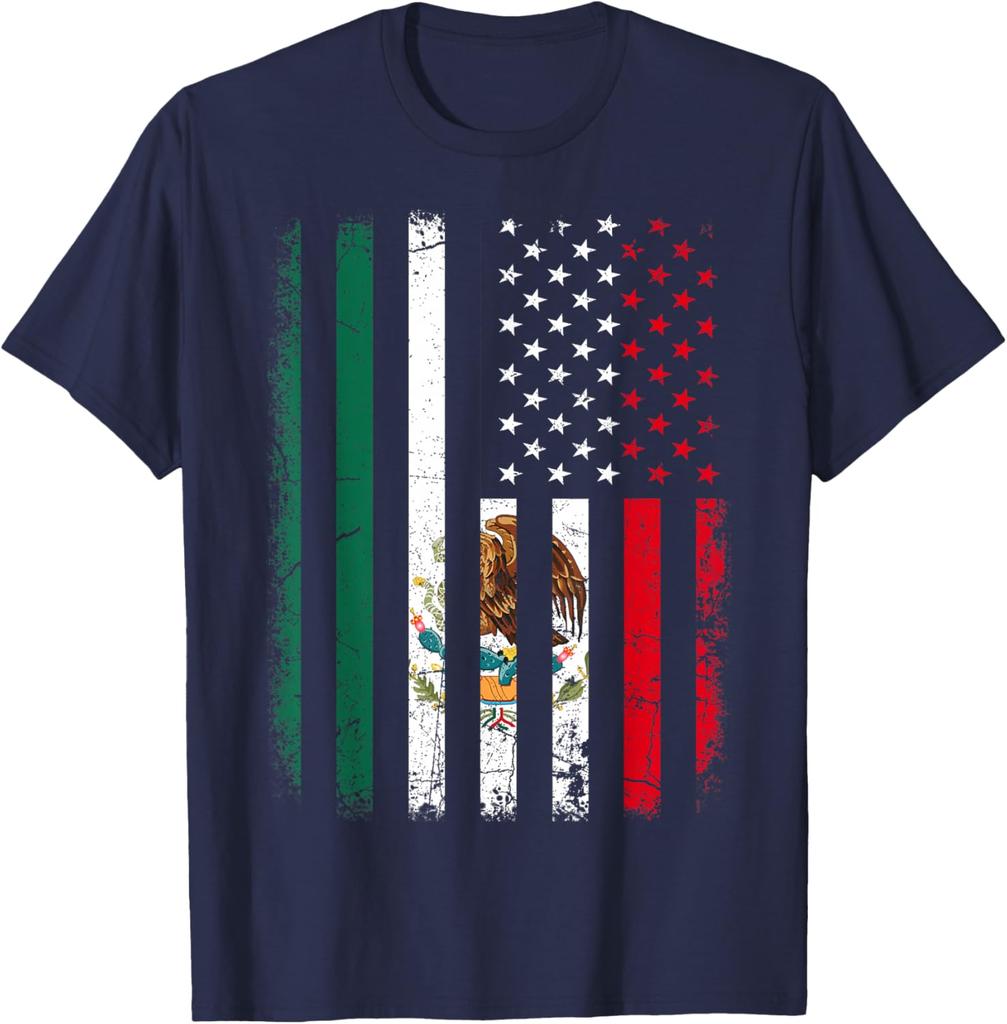Mexican American Flag Mexican Roots Mexico America TShirt 100 Cotton ONeck Short Sleeve Summer Casual Unisexs Tshirt Streetwear