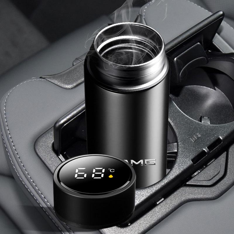 1Pcs Car Smart Thermos Bottle With Temperature Display Coffee Cup For Mercedes Benz AMG GLC GLE CLA W205 W204 W203 W211 W212 W213 W201 W210 W124