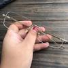 Transparente Quadratische Randlose Brille Blaulichtfilterbrille Mode Randlos für Damen Herren Silber Computerbrille