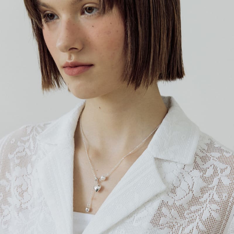 Lucirzu Heart Ball Silver Necklace (freshwater Pearls+925silver)