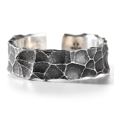 Thailändisches Silber Retro Herren Offener Ring Retro Schmuckdesign Verstellbarer Herren Einfacher Ring Partygeschenk Einfacher Alter Hammer Hypoallergener Ring