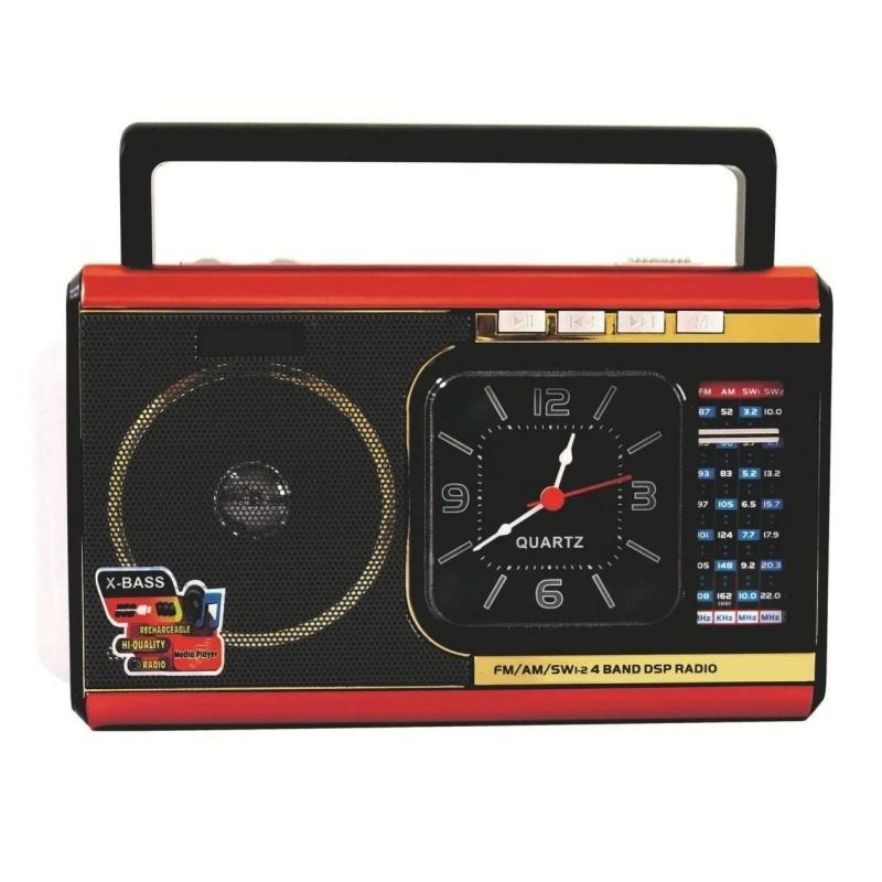

Старинный перезаряжаемый настольный радиоприемник FM/AM/SW многодиапазонный MP3-плеер винтажный беспроводной Bluetooth-динамик кварцевые часы красный