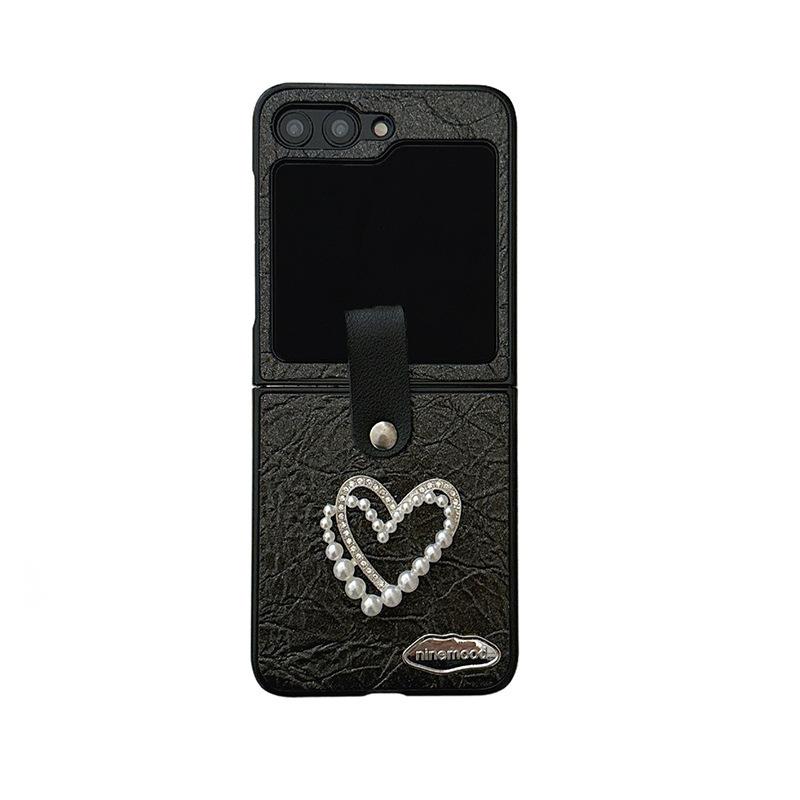 Pearl Water Diamond Love Phone Case for Samsung ZFold6 Flip Fold Flip 4 Handchain P50pocket