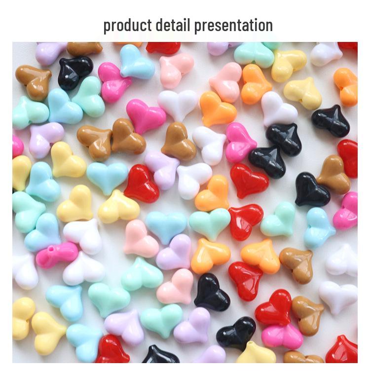 Seven-Color Small Peach Heart Acrylic Beads 11x14mm for DIY Phone Chain Pendants
