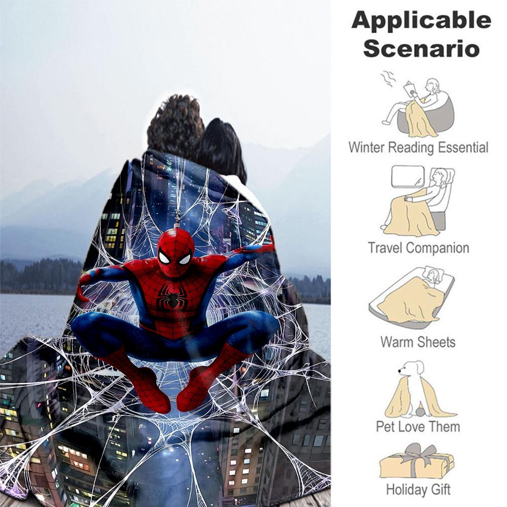 Spider-Man Web Outdoor Flannel Throw Blanket - HD Printed Lightweight Soft Warm All-Season Blanket for Sofa, Bed, Travel, Camping 1203048