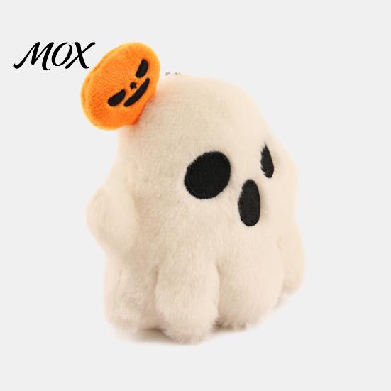 Desktop Decoration Halloween Ghost/Pumpkin Black Cat Plush Figurine, Soft Stuffed Doll Ghost Keychain with Hanging Chain, Creative Photography