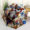 1pc Stained Glass Owl Automatic Folding Umbrella - 8-Rib Compact Travel Umbrella Durable & Portable for Outdoor Use, Perfect Gift for Birthdays150