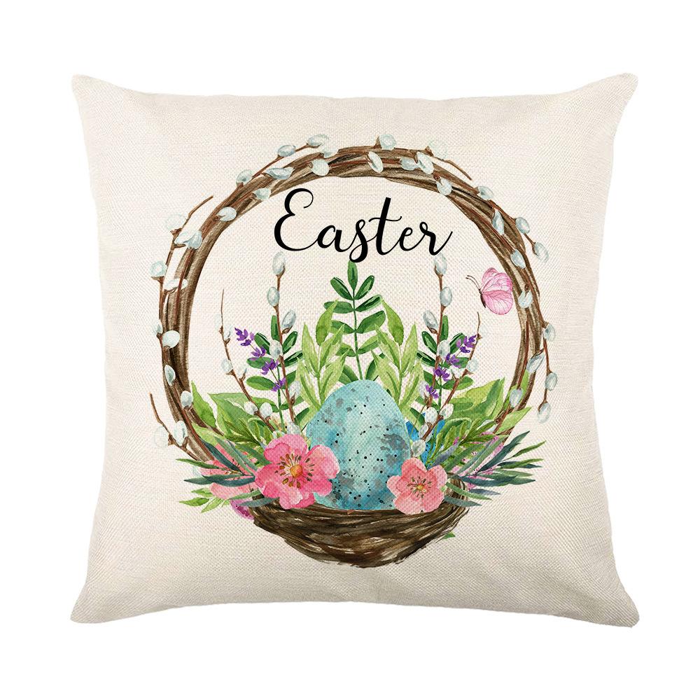 Home Nordic Easter Bunny Pillow Cover Sofa Pillow Bedside Pillow Cover Linen Pillow Cover