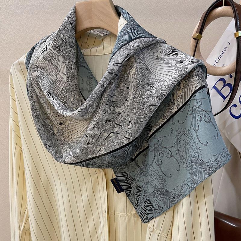Light Luxury Astrolabe Silk Silk Scarf Spring And Autumn Medium And Long Bow Mulberry Silk Streamer Holiday Gift