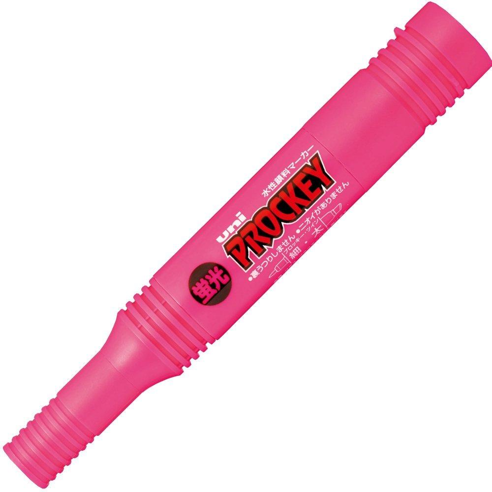 Mitsubishi Pencil Prockey Twin Marker Fluorescent Pink (Bold & Fine) - 10-Pack