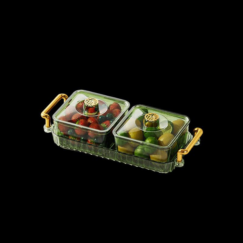 

Divided Snack & Candy Serving Tray 2-Compartment with Lid & Tray