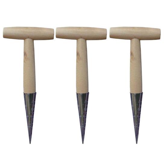 Plant Hole Digger for Planting Garden Seeds Bulbs Planting Tool Handheld Digger with Wooden T-Handle for Tulip Daffodil Saffron Vegetable Seeds