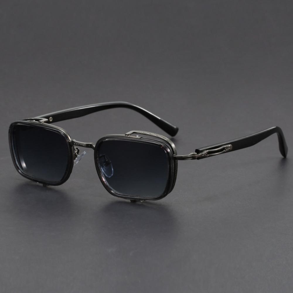 1 Piece Double Frame Square Metal Frame Fashion Glasses With Spring Temples For Men And Women Party Vacation Travel Driving Fish