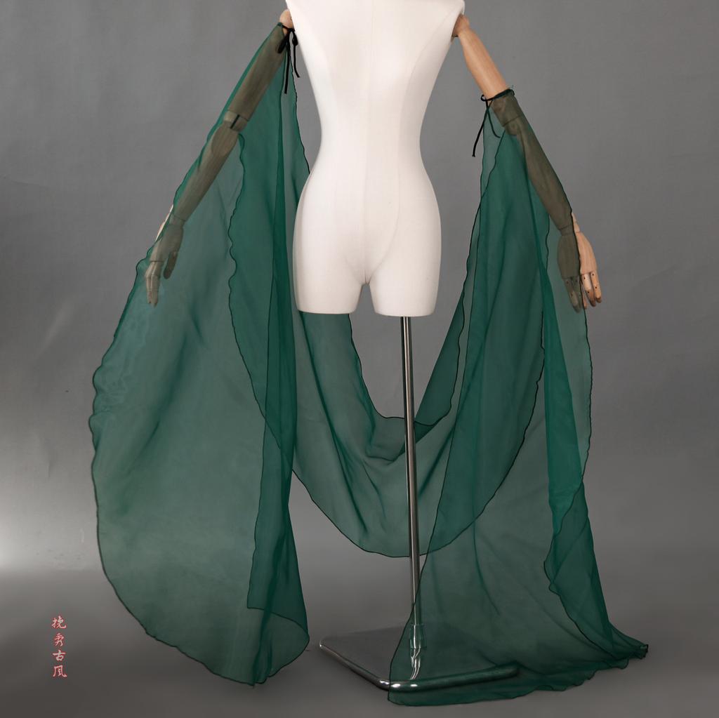 Detachable Sheer Chiffon Long Flowing Arm Streamers Tie On Wide Fairy Sleeves For Hanfu Dance Cosplay Photoshoot