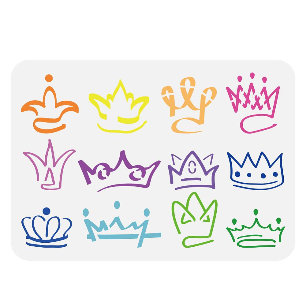 Plastic Hollow Out Drawing Painting Stencils Templates, for Painting on Scrapbook Fabric Tiles Floor Furniture Wood, Crown, 29.7x21cm