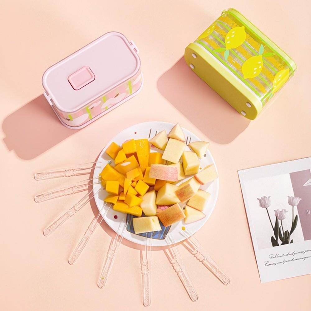 Transparent Disposable Fruit Fork Storage Box Reusable Fork Organizer  Party Use