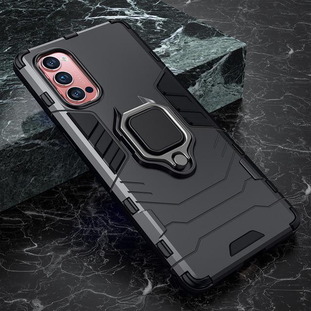 

Realme C3 C2 11 6 5 Pro XT X2 Pro чехол противоударный бронированный чехол для OPPO A5 A9 2020 Reno 4 3 Pro 2 2Z A52 A92 A92S A11X A1K крышка телефона с кольцевой подставкой Realme C3 чёрный