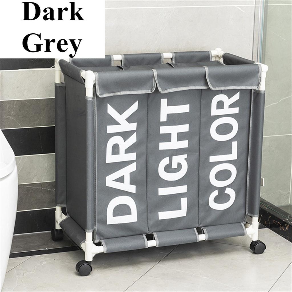 3-in-1 Large Foldable Cart Dirty Clothes Washing Hamper Wheeled Laundry Basket