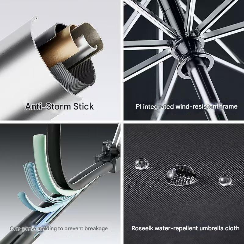 High-end Fully Automatic Tri-fold Umbrella Enlarged Thickened Reinforced Rainproof Men's Business Car-mounted Special Umbrella