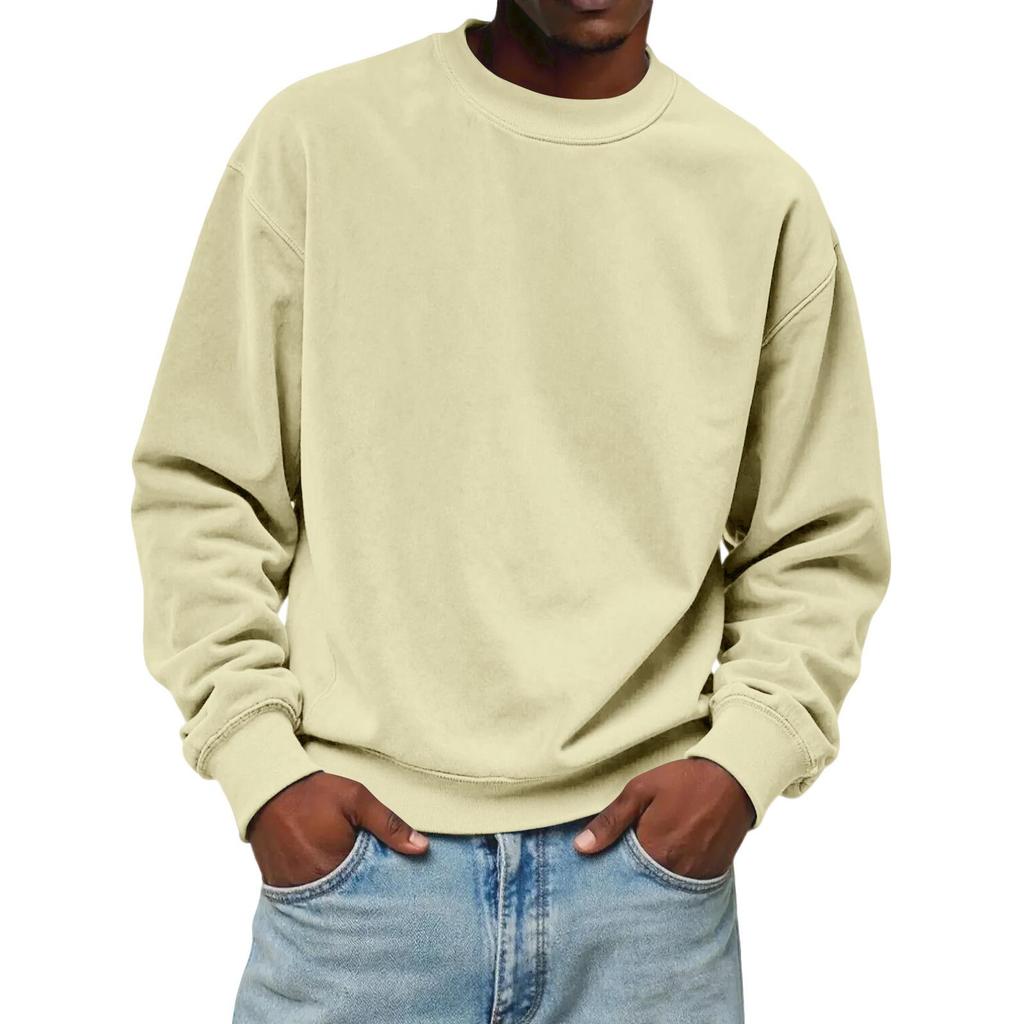 Men's Deer Skin Velvet Hoodie - Autumn/Winter Casual Round Neck Pullover