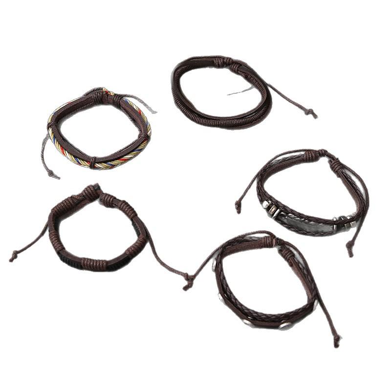 Men's Multi-layer Alloy Bangle: 6-Piece Bracelet Set with European and American Style