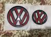 RUN1 1set Glossy black/Matte black Car Front Grill Badge Emblem Stickers Car Logo Accessories For VW Tiguan MK2 2017-2020 Without ACC