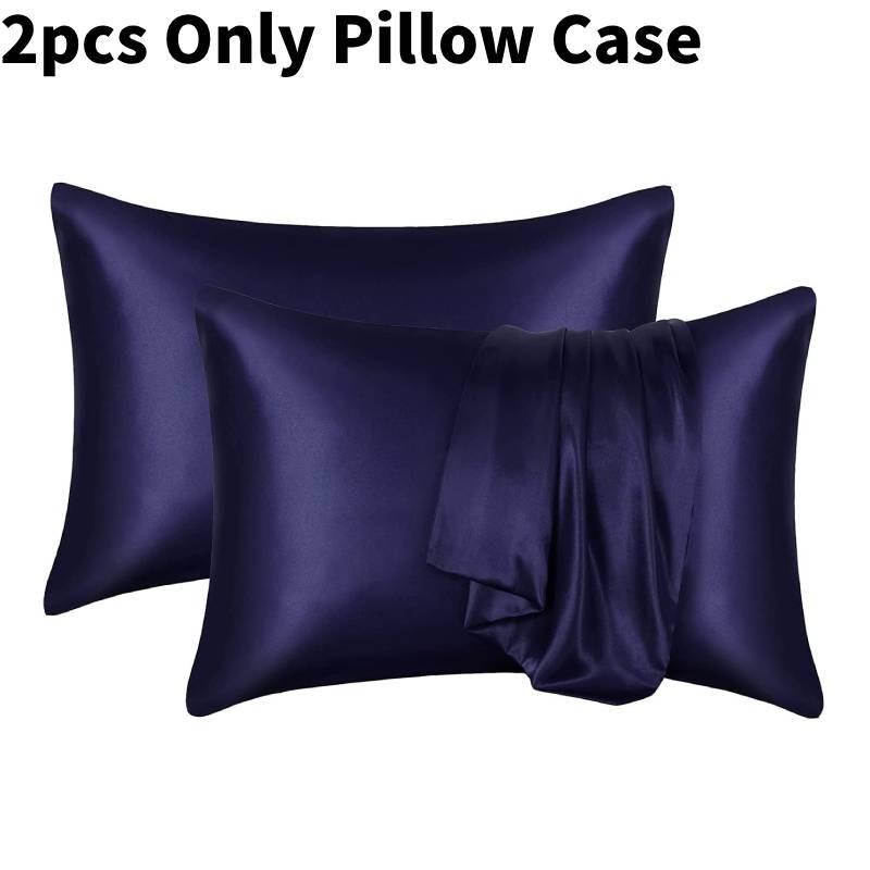 Luxurious Solid Color Satin Pillow Cases Set High Quality Soft Hypoallergenic Fabric