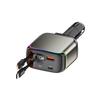 137W Retractable Car Charger for Lighter PD 65W Fast Charging Car Charger 90cm Retractable Lightning and Type-C Cables USB-A and USB-C Port Over-heat