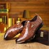 Fashion Britain New Men's Pointed Brown Patchwork Lace Up Oxford Shoes Male Formal Wedding Prom Dress Homecoming Party Footwear