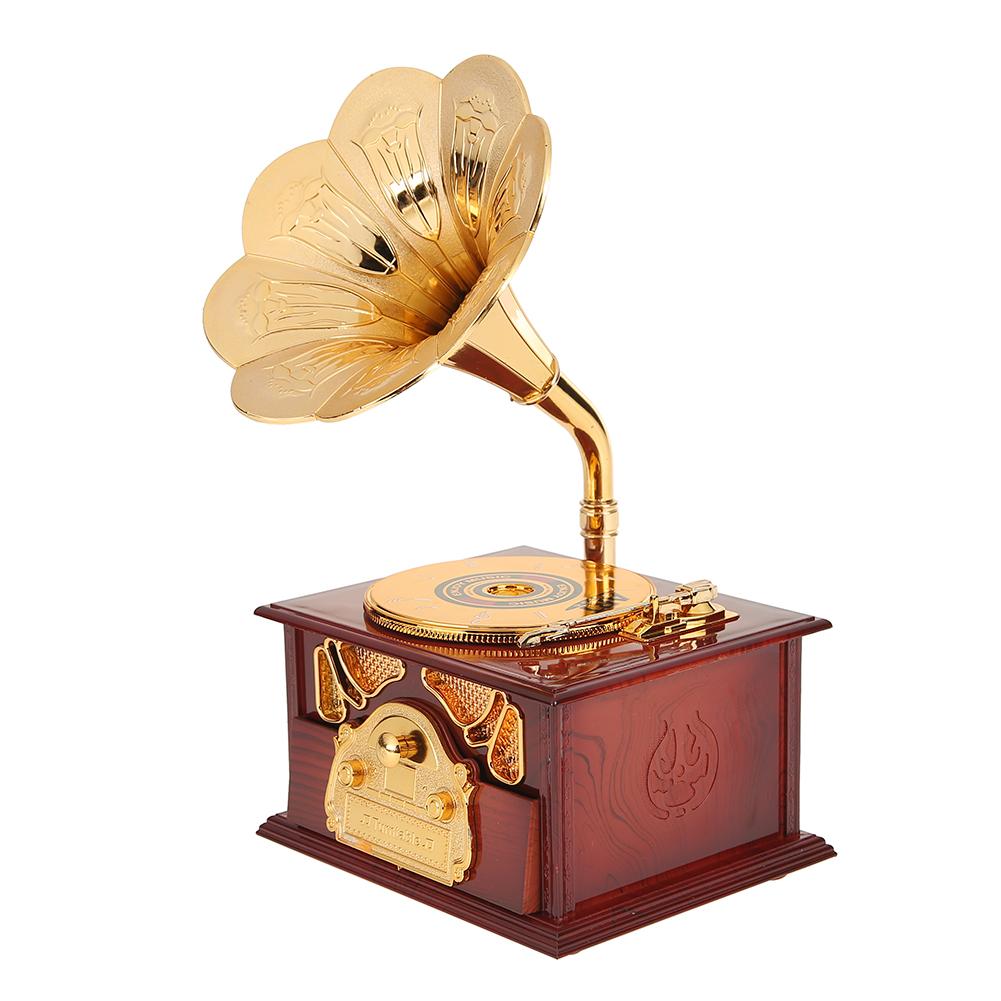 Hand Crank Music Box Creative Retro Musical Box Exquisite Manual Classic Antique Wooden Eco-friendly for Friends Kids Boys Girls