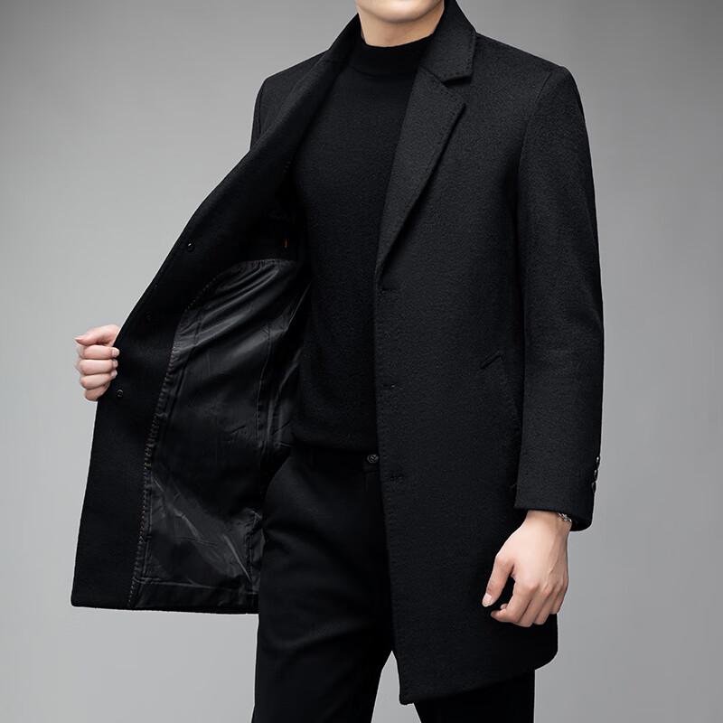 Firstview Men's Urban Casual Notched Lapel Wool Blend Overcoat