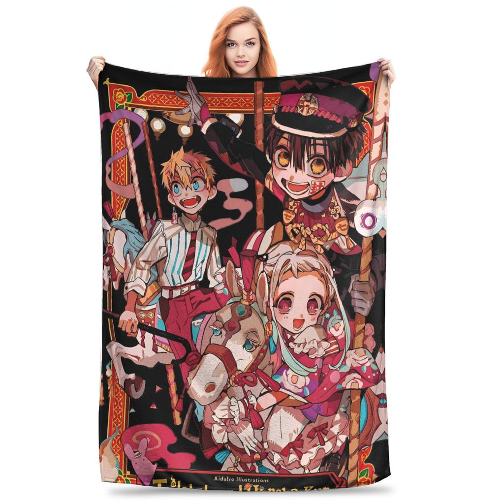 Kawaii Hanako Kun Japanese Blanket Travel Office Flannel Throw Blanket For Home Decor Warm Soft Quality Bedspread Gift Idea
