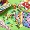 Blosssound 96 Pcs Fruit Party Favors Summer Theme Birthday Gifts Set Make a Fruit Sticker Stress Ball Slap Bracelet Glass Ring Keychain Stamper Gift