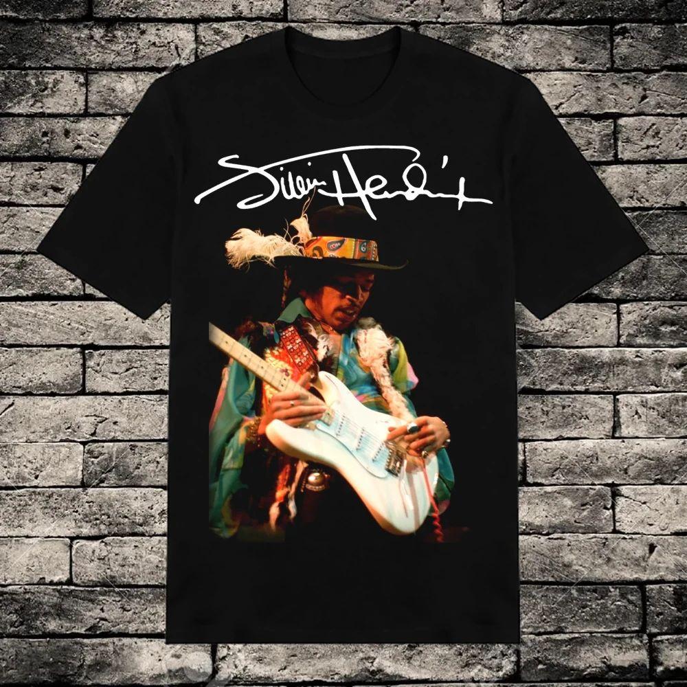 Vintage Y2k Rock T Shirts Jimi Hendrix Singer Print TShirt Black Classic Tops Casual Loose Streetwear Unisex All Seasons