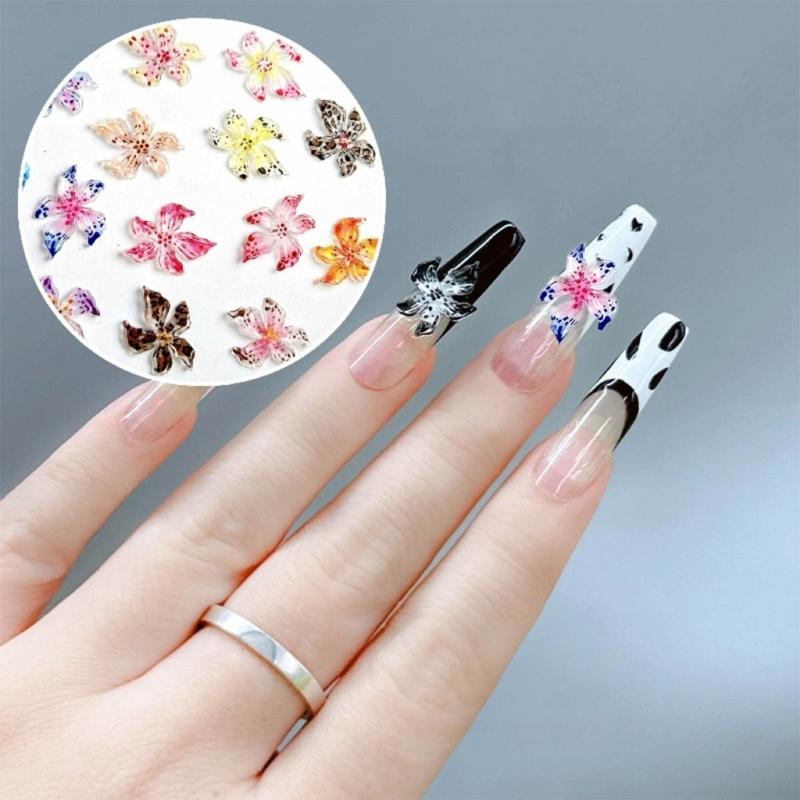 20 Stück Bunte Blumen Nagelanhänger 3D Hibiskus Blumenharz Nageldekoration für Damen Nagelzubehör und Kunst