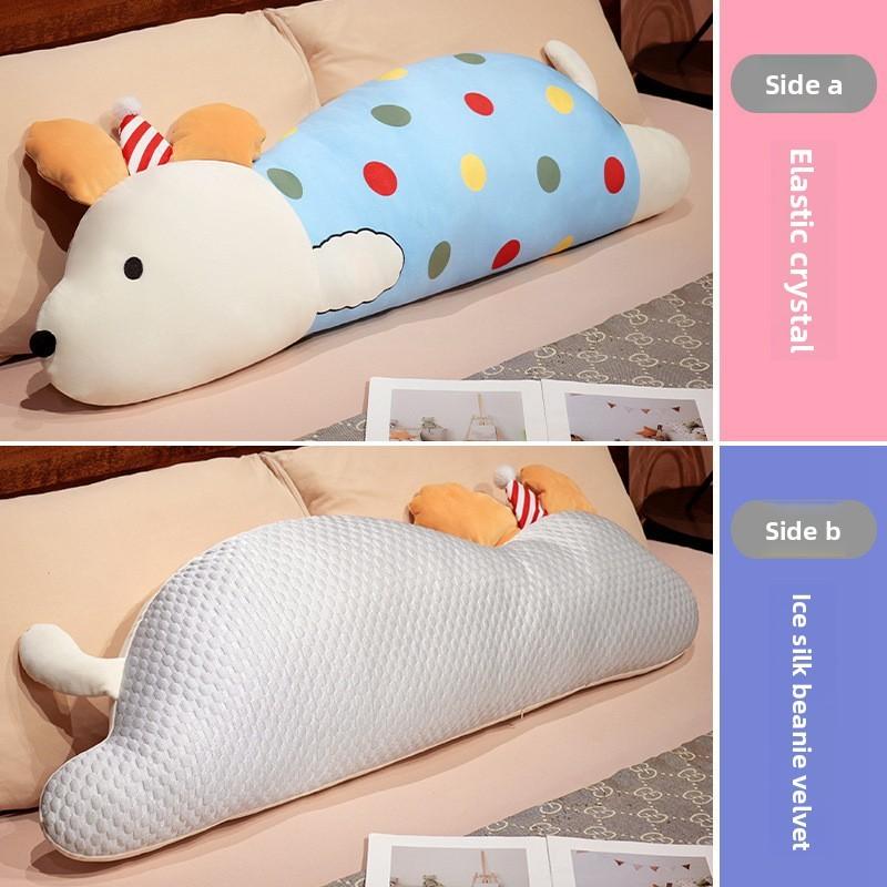 Long Dog Shaped Pillow Cute Animal Plush Bolster For Girls Bed Rest Lounge