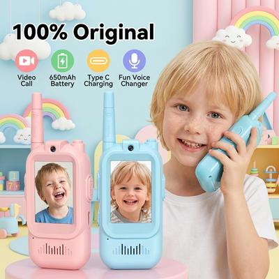 2 PCS Kids Video Walkie Talkie 2" HD Screen USB-C Rechargeable One-Click HD Call Intercom Children Boys Girls Birthday Gifts