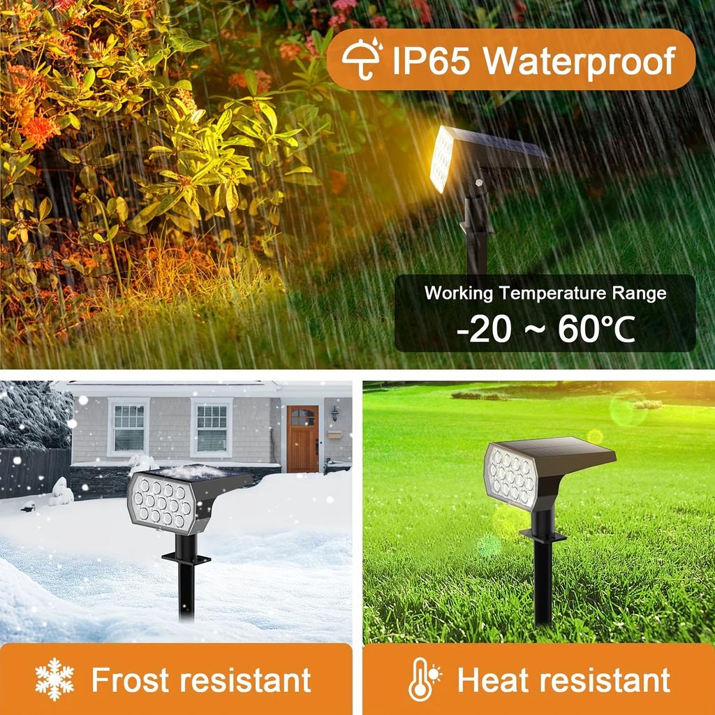 Solar Spot Lights Outdoor Color Changing 7 Modes Christmas IP65 Waterproof Landscape Spotlights Dusk To Dawn For Patio Garden