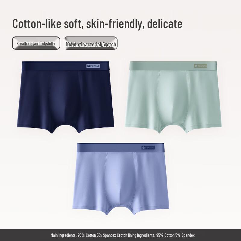 Fenteng Men's Breathable Antibacterial Cotton Boxer Briefs