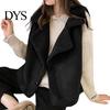 Sleeveless Waistcoat Women Lapel Double-Breasted Short Style Solid Cardigan Color Casual Thickened Velvet Lining Vest Coat