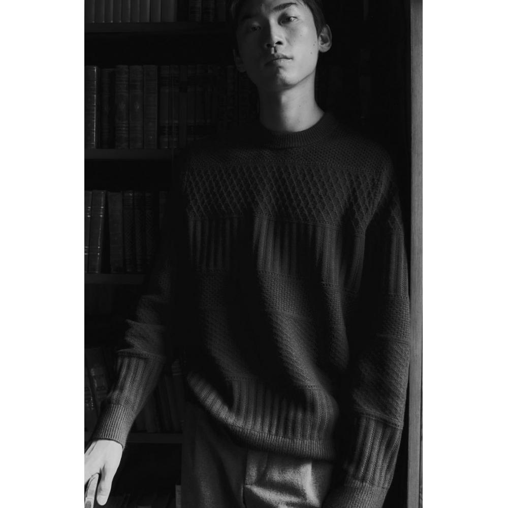 H M Regular Fit Textured Knit juMper Navy Blue