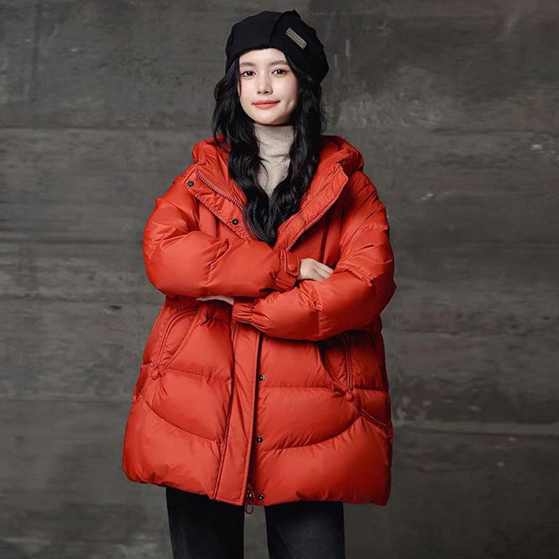 Down jacket medium and long women 2024 winter retro new Chinese loose large meat cover thickened white duck down jacket tide