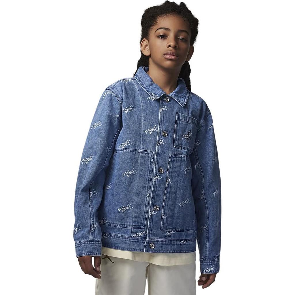 Jordan Flight Heritage Denim Jacket Blue Gray Kids' HF2621-436