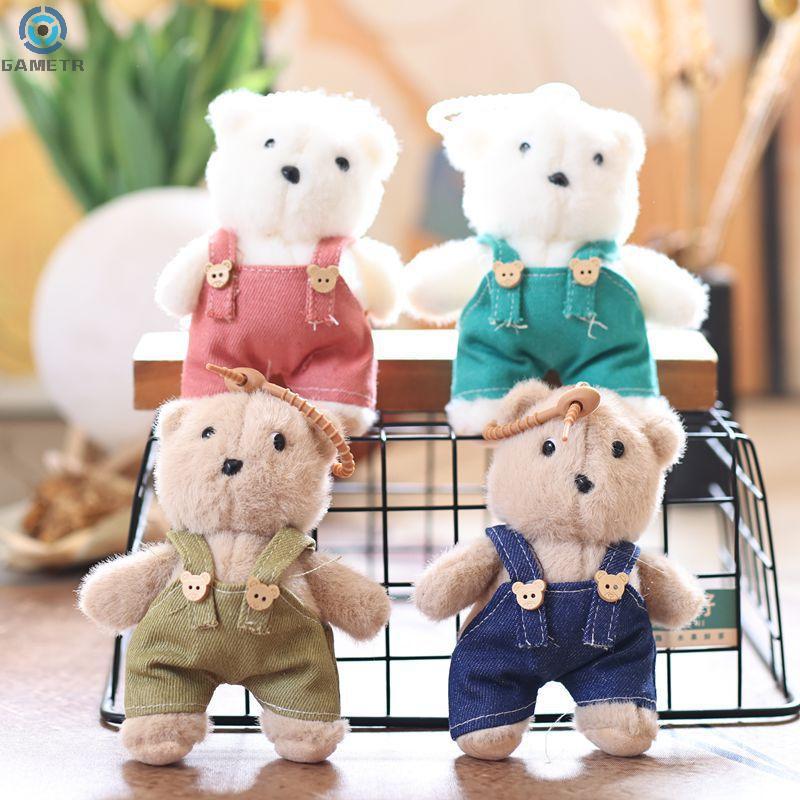 12cm Cute Overalls Bear Bear Plush Pendant Couple Hanging Accessories Cartoon Bear Bag Charm Decor Gift